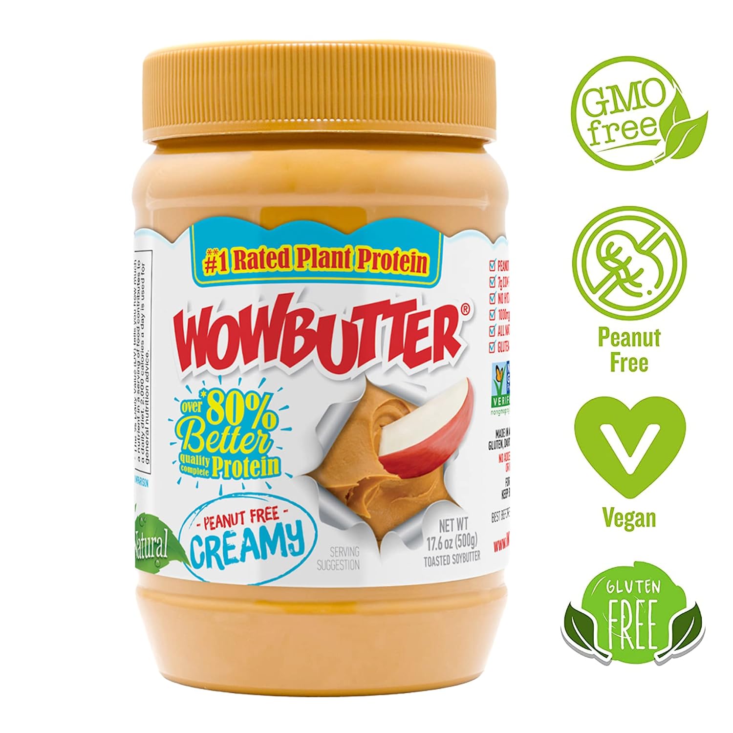 Peanut Free Tree Nut Free Natural No Stir Spread – WOWBUTTER – Award Winning Vegan Plant Protein Food made with Non-GMO verified Whole Soy – (Creamy